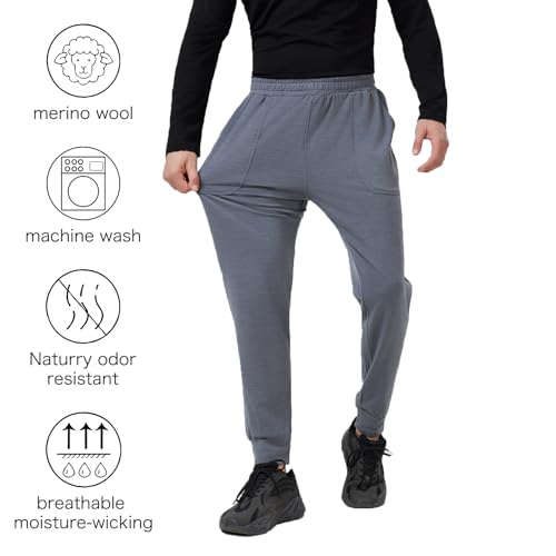 Men's Merino Wool Base Layer Pants –Breathable, Warm Thermal Leggings for Hiking, Outdoor Sports3