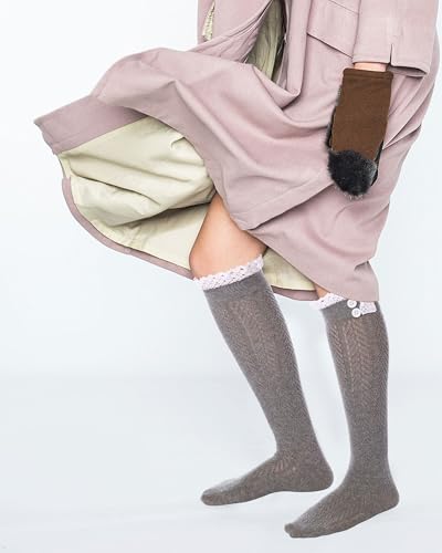 Image of Syhood Long Button Boot Socks with Lace