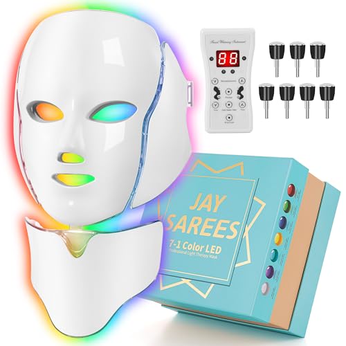 Red-Light-Therapy-for-Face, 7-1 Colors Led Face Mask Light Therapy, Facial Skin Care Mask, Birthday, Christmas, Mothers Day, Valentines Day Gifts for Her Women Mom Best Friend Wife Teacher (White)
