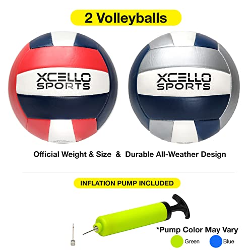 Xcello Sports Volleyball Assorted Graphics With Pump Red/Navy/White, Grey/Navy/White (2 Pack) #TOP1