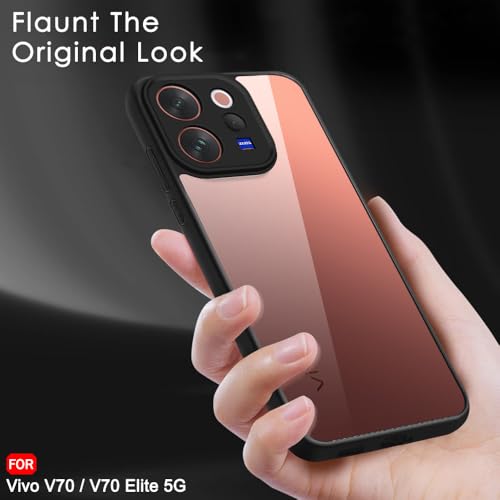 Image of TheGiftKart Hybrid Shockproof Back Cover Case for Vivo V70 / V70 Elite 5G | Camera Protection Module | Hard Back Cover Case for Vivo V70 / V70 Elite 5G (PC & TPU, Transparent Clear Back, Black Sides)