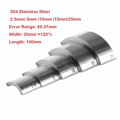 Bloque de calibración de 5 pasos curvado para calibración de medidor ultrasónico de espesor con material de acero inoxidable 304, espesores 2.5mm, 5mm, 10mm, 15mm, 20mm miniatura 4