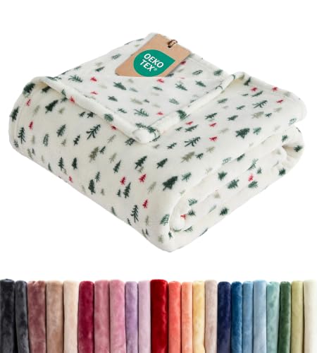 Christmas Fleece Blanket Throw - Flannel Throw - Christmas Trees 4, 50x60
