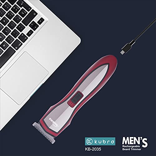 Image of Kubra KB-2035 USB Charging Rechargeable 40 minutes runtime Professional Hair Clipper for Beard and Hair Trimmer (Red)