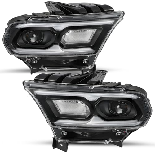 SOCKIR Headlight Assembly Replacement for 2021-2024 Dodge Durango Black Bezel w/Halogen Turn Signal LED OE Headlamp Left and Right Side(Not for All LED Model)
