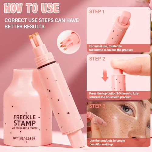 Dandin Faux Freckles Stamp, Sommersprossen Stift, Freckles Pen, Schnelltrocknende Compact Waterproof Sommersprossen Stempel, für Creative Makeups Looks Stage Performances Cosplay Everyday
