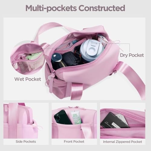 Small Gym Bag for Women Mini Gym Tote Bag Waterproof Travel Duffle Cute Handbag With Wet Compartment Coin Wallet Traveling (Blue)3