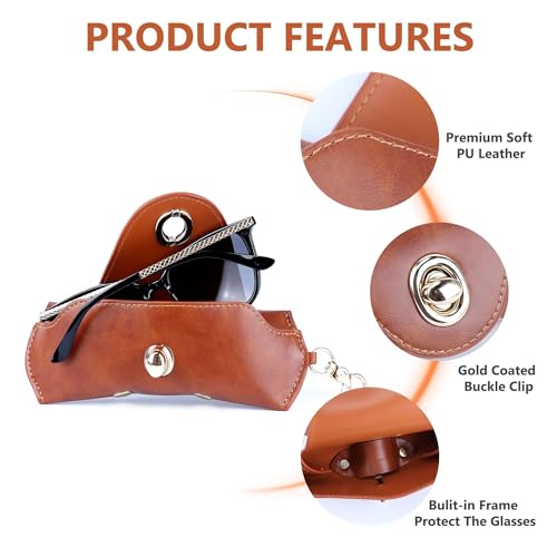 Image of Leather Sunglasses Pouch with Holster Clip, Portable Eyeglass Organizer Pouch Bags for Travel Hanging Backpack