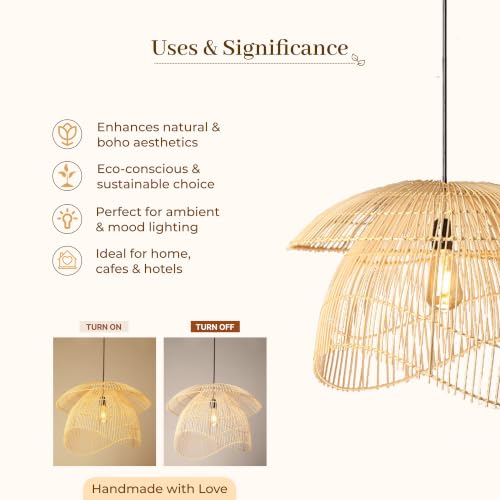 Image of Habere India-All the Cultures Fabricating India Bamboo Lampshade | Cane Lamps | Wicker Lamps | Cafe Lights | Rattan Ceiling Lights | Rattan Lamp Light (01)