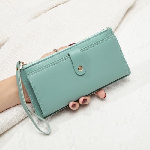 Women's Wallet Long Slim Card Holder Case, Cute Pink Elegant Minimalist Thin Wallet, Zipper Clutch Wallets for Girls Ladies