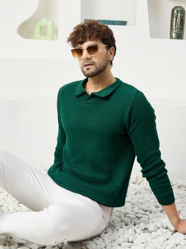 Image of Kvetoo Full Sleeve Winter Wear Woolen Collar Polo Sweater for Men