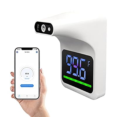 Gorilla Gadgets No-Contact Infrared Wall Mount Thermometer with Bluetooth and Fever Alarm Quick Accurate Readings for Schools, Shops, Businesses (Rechargeable Battery Included)