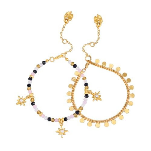 Image of Lucky Brand 2 Pieces Stars and Round Discs Dangle Bracelet