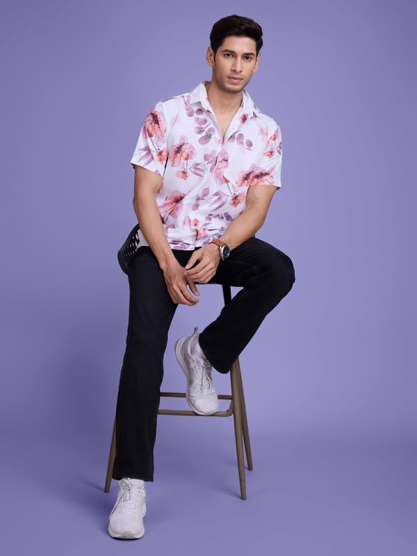 Image of Pinkmint Stylish Shirt for Men ll Printed Half Sleeve Shirt's ll Regular Fit Chest Pocket Shirt