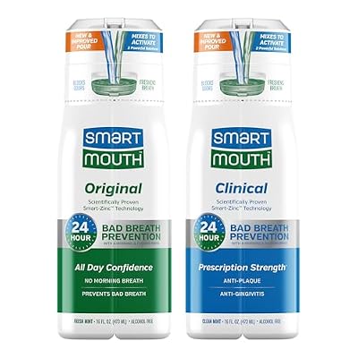 SmartMouth Original & Clinical Zinc Activated Mouthwash Bundle - All-Day Bad Breath Prevention & Healthy Gum Support - Instant Fresh Breath - Sugar, Gluten & Alcohol-Free - Mint - 16 fl oz Each