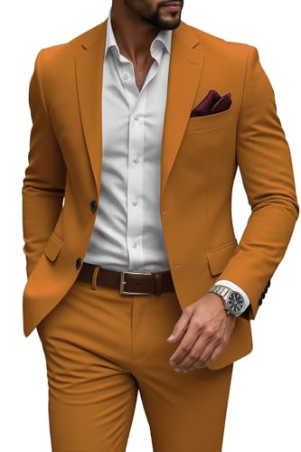 Men's 2 Piece Men Suit Regular Fit, Two Button Slim Fit Solid Jacket and Pants Set, Suit for Men Wedding, Prom