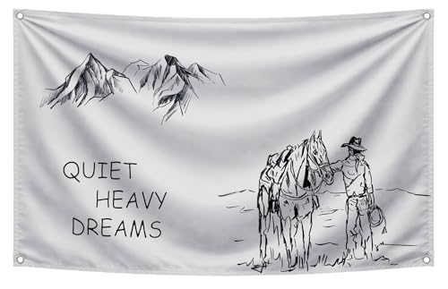 LUIVU 3X5 Ft Quiet Heavy Dreams Flag with Four Brass Grommets - Funny Flag Decoration for College Bedroom and Room - Wall Party Poster - Tapestries Decorations for Living