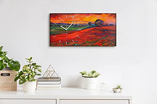 Horloge sur Toile d'Art Moderne 60x30cm Déco Luxe Arbre de Fleurs - 4
