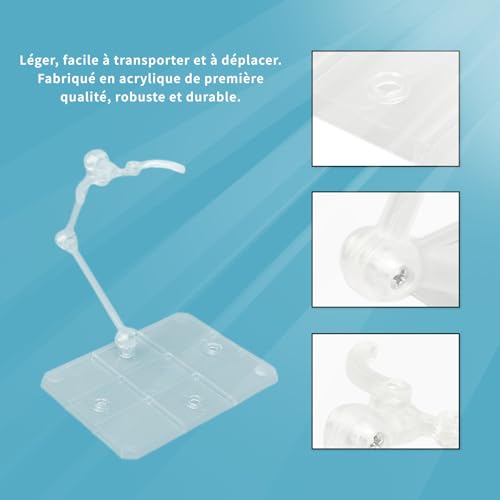 Gugxiom Anime-Figurenständer, Acryl langlebig Figur Display Stand, 10 Sets breite Kompatibilität transparent stabilen Figur Unterstützung Halter für 6in Modelle