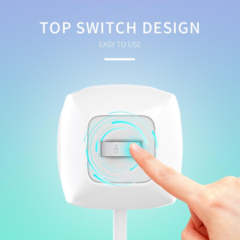 Miniatura 6 de Lunar blanco Torre de regleta de alimentación con protector de sobretensiones, 11 salidas de CA, 4 puertos USB (2 USB-A y 2 USB-C), cable de