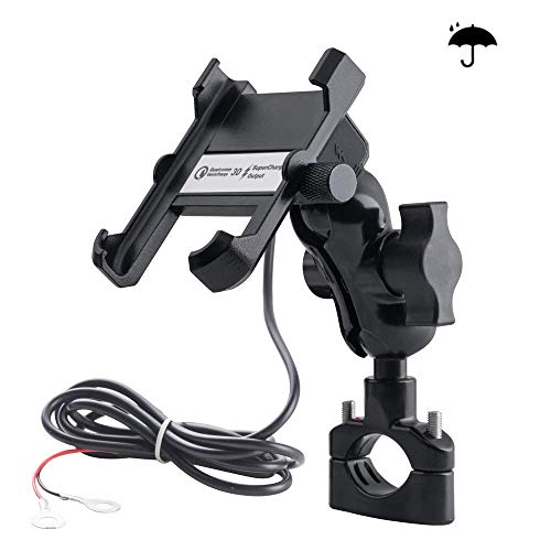 Support universel en aluminium pour téléphone de moto étanche avec prise de courant USB de 3,4 A QC3.0 pour iPhone/Huawei / Samsung sur véhicules de 10 à 24 V Cover