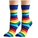 Woohooens 1 Herren Und Damen Baumwolle Bunt Streifen Regenbogen Socken Herren- Und Damensocken Bunte Regenbogenfarben Gestreifte Socken Rainbow Socks Tube Casual Socks