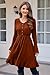 ULTRANICE Strickkleid Damen Herbstkleid Winterkleid V Ausschnitt Pulloverkleid mit Deko Knopf Herbst Winter Kleid (Brown, M)