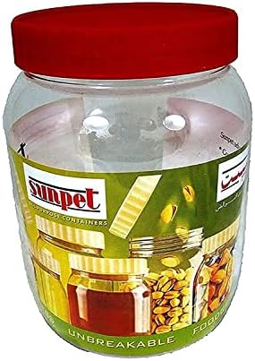 Sunpet J1500 Large Red Top Plastic Food Storage Canister Size 1500 ml, Pack of 6