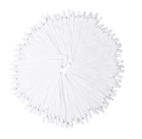 White Nylon Invisible Zipper for Sewing, 16 Inch Bulk Hidden Zipper Supplies; by Mandala Crafts