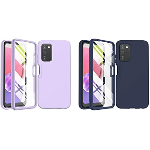 UNPEY for Samsung Galaxy A03s Phone Case: Shockproof Silicone Slim Covers Hybrid Pretty Protective Cell Cases - Durable TPU Dual Layer Drop-Proof Girly Cute Cover (Purple & Navy Blue) Cover