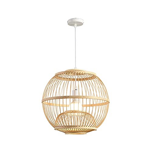 Plafonnier de chambre à coucher MOCHAMIK, suspension rotin et éclairage bois japonais