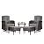 Belord Small Conversation Sets Patio Funiture - 5 Piece Outdoor Swivel Rocker Wicker Furniture Sets with Ottomans Side Table Perfect for Patio Deck Backyard, Brown Wicker Grey Cushion