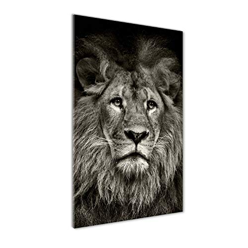 Image sur verre panoramique 60x120 cm de lion pour décoration haut de gamme