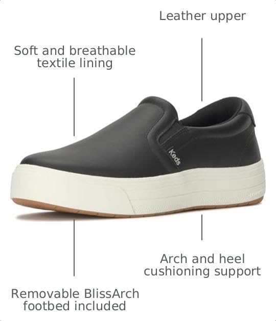 Keds Women's Park Slip On Fashion Sneaker, Black Leather, 8.5 by Keds - Used condition - Image 3