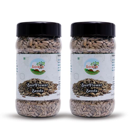 Image of Sowik Raw Sunflower Seeds 200g (Pack of 2) | Unsalted Unroasted Whole Seeds | Plant Based Fiber Rich Food | Healthy Snack, Weight Management | Vegan Friendly Ingredient for Cooking & Snacking