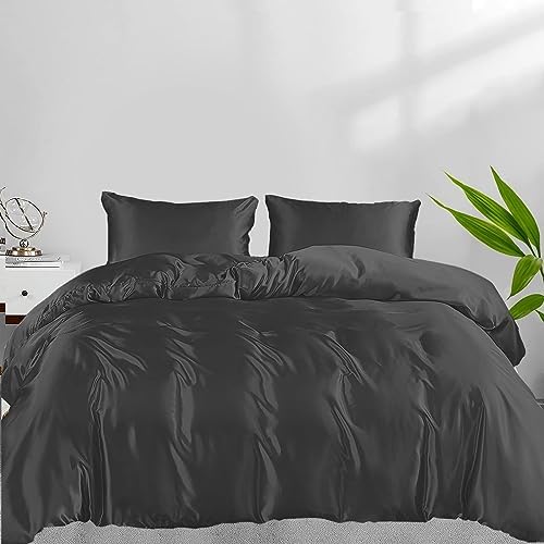 LINENWALAS White Double Duvet Cover 3Pc Set Organic Bamboo Bedding Set Double Anti Allergy Comforter Cover Set 200x200 Soft, Cooling, Luxury Bamboo Bedding Double Size Quilt Cover (White)