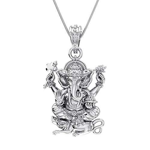 Akshat Sapphire Sterling Silver (92.5% purity) God Ganesh Pendant for Men &