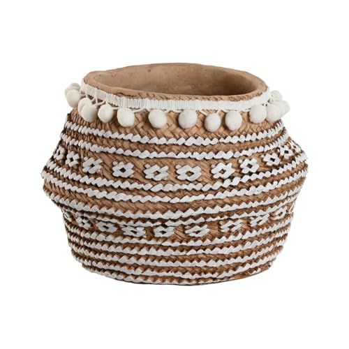 Jardinière en ciment marron à reliefs design moderne 25cm