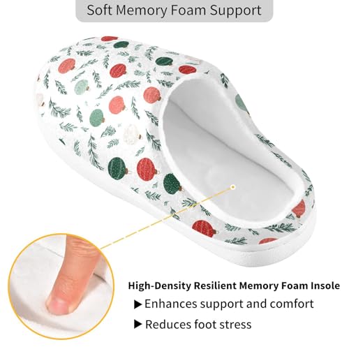 Fuzzy Memory Foam Slippers for Women/Men Leaf Christmas Ball Pattern Fluffy Winter House Shoes Indoor and Outdoor3