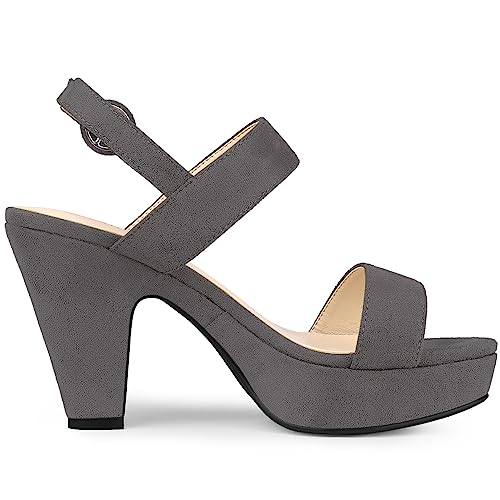 Allegra K Allegra K Women's Slingback Platform Heels Chunky High Grey Heel Sandals 9 M US