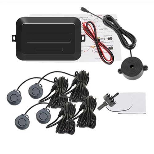 Sensor Ayuda Aparcamiento Kit De Sensor Estacionamiento para Automóvil con Zumbador, Sonda Indicadora Alerta Sonora con Radar De Respaldo, 4 Sensores De 22 Mm Y 12 V Radar Parking Sensor(Grey)
