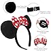 Lucky Will 20 Pack Mouse Ears Headband Classic Solid Black and Red Bow Ears Headbands Bulk for Kids and Adults - Boys & Girls Mouse Themed Birthday Party Supplies