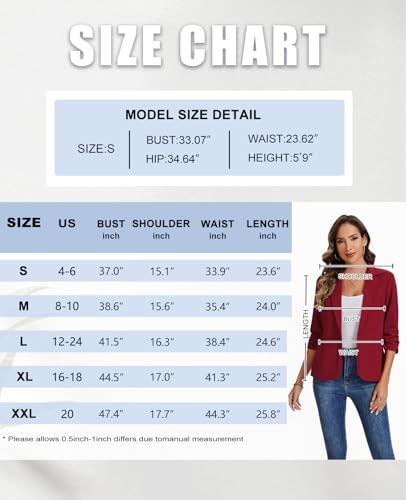 MINTLIMIT Women's Ruched 3/4 Sleeve Blazer Casual Notch Lapel Work Blazers Single Button Jackets Pockets4