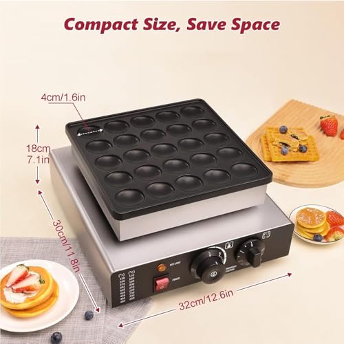 Máquina para Hacer panqueques, waflera eléctrica Antiadherente de 850 W con Temperatura Ajustable de 50 a 300 ℃ y Temporizador de 5 Minutos para Crepes, Huevos y más - Diseño de 25,