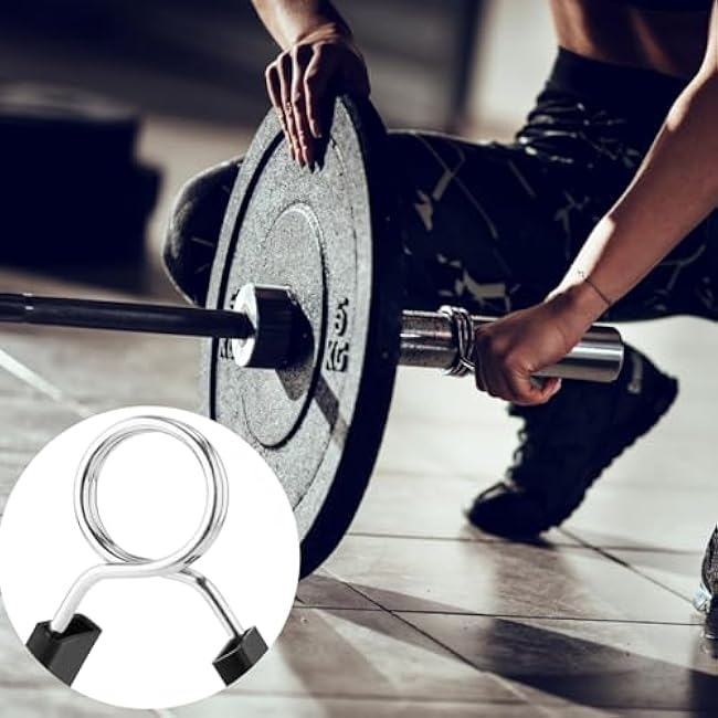 4pcs Dumbbell Barbell Clamps, 2in Stainless Steel Weight Clips Tight Fitness Bar Clips Versatile Spring Collar Clips Gym Accessory Weightlifting Buckle for Strength Training