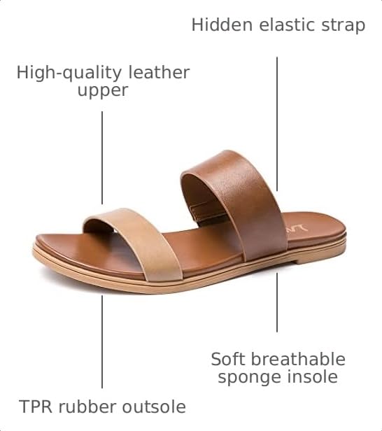 Image of LM Women's Slide Sandals Two Band Slip On Flat Sandals Casual Summer Sandals