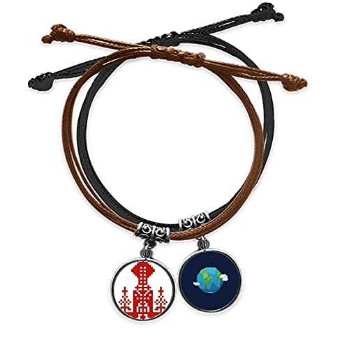 Pulsera Rusia Edificio Mosaic cuero trenzado unisex brazalete cuerda mano amuleto tierra
