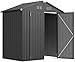 YODOLLA Metall Gerätehaus mit Satteldach, 193 x 116 x 196cm Geräteschuppen Garten Schuppen Gartenhaus mit Lüftungsschlitzen für Fahrrad, Werkzeug, Rasenmäher, Dunkelgrau