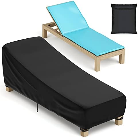 Patio Chaise Lounge Chair Covers Waterproof Outdoor, All Weather Guard Pool Lounger Chair Covers, Heavy-Duty Protection for Your Valued Lounges,84''L x 32''W x 32''H,Black