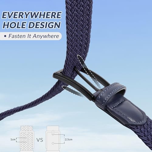 Image of BELTROAD Elastic Braided Belt Mens Golf Belts No-Hole Design Lightweight Breathable Woven Stretch Belt for Golf Casual